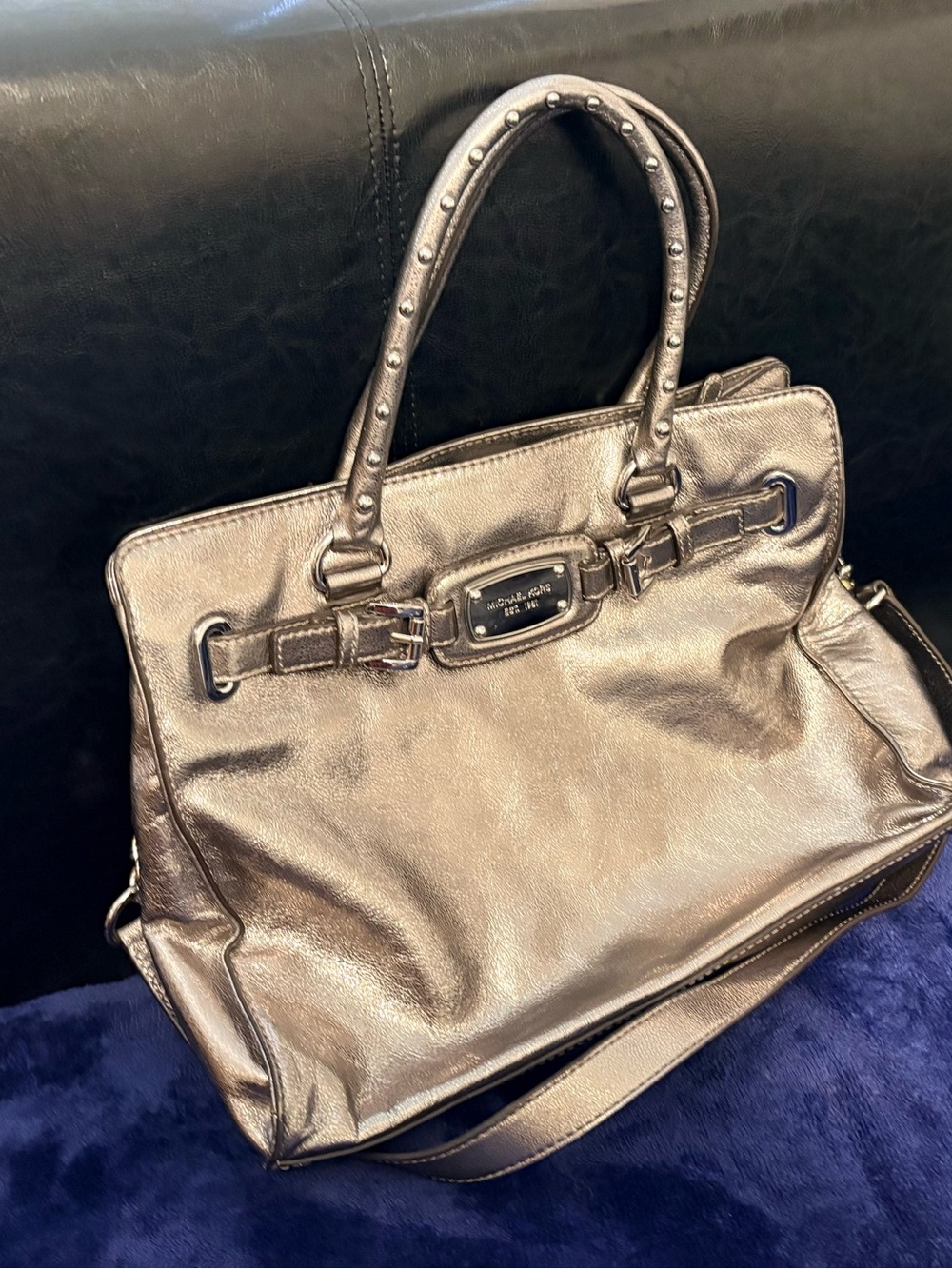 Michael Kors Metallic Silver Leather Satchel